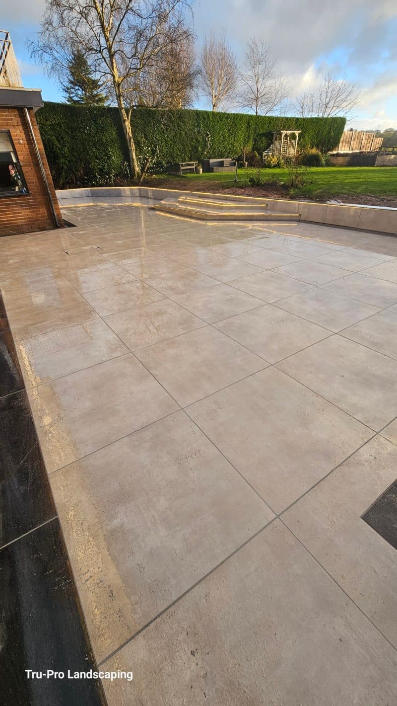 Aerial view of completed resin driveway by Tru-Pro Landscaping